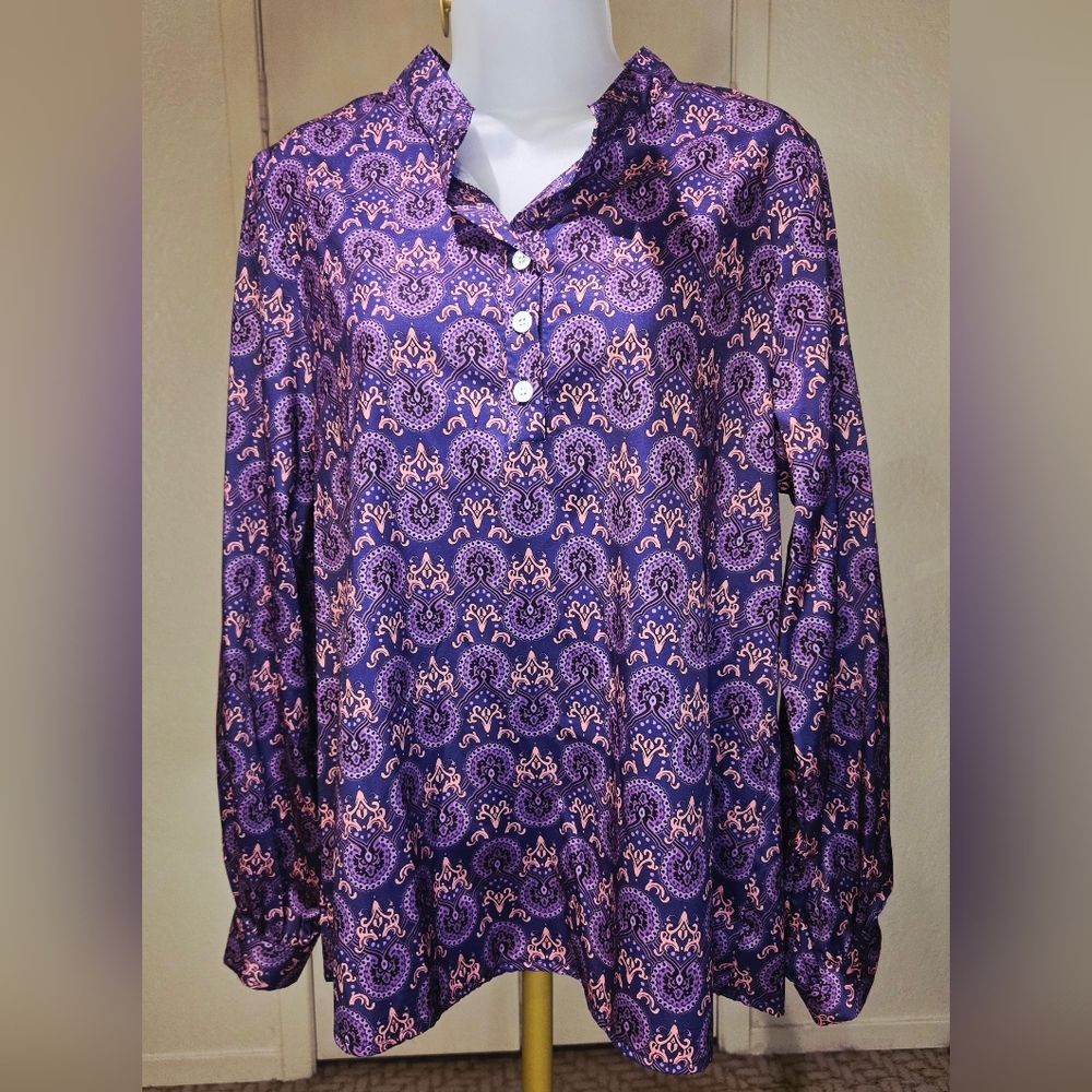 MISSLOOK Purple and Pink Long-Sleeved Blouse
